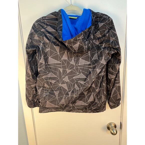 Free Country Boys Hooded Windbreaker Jacket Medium 10/12 Black Fleece Lined - Picture 4 of 6